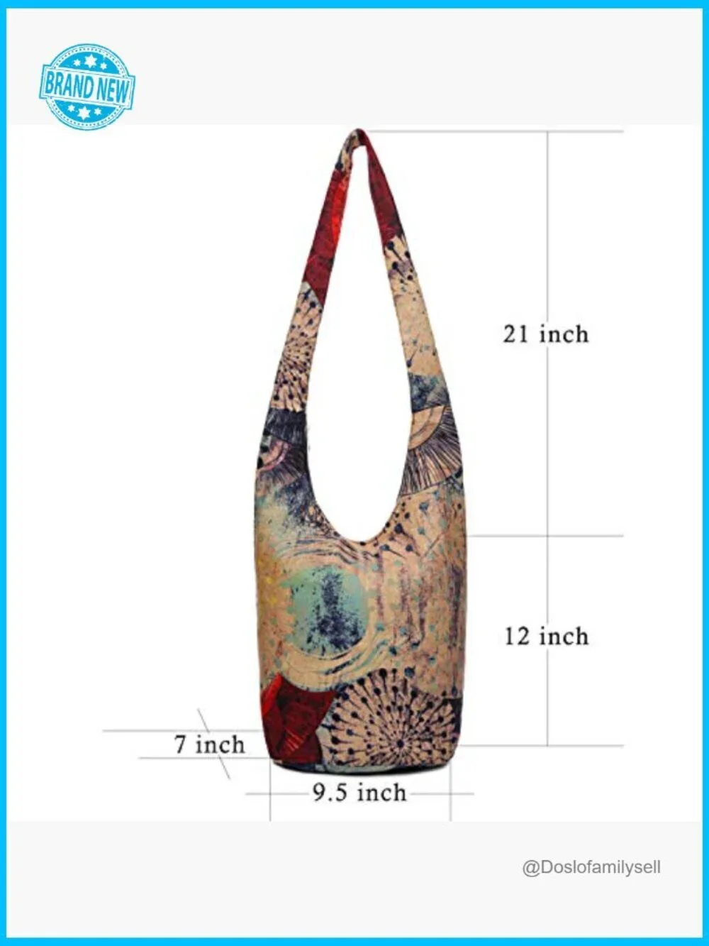 Canvas Hippie Crossbody Bag Boho Hobo Shoulder Handbag Casual Lightweight